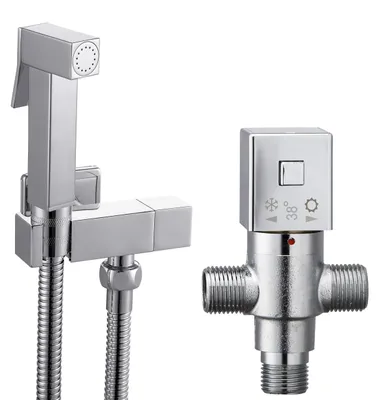 Thermostatische Bidet-Dusche, Chroom, Messing, 2,4 m Schlauch