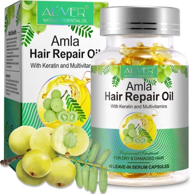 Produktbild von Amla Öl Haaröl mit Keratin Haarwachstum gegen Haarausfall in Kapseln Bio Vegan, 1x 40 Kapseln