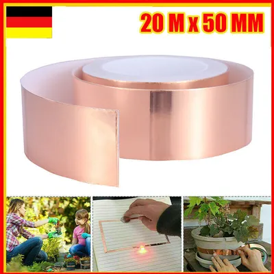 Produktbild von 20M x 50mm Kupferband Kupferfolie Klebeband Selbstklebend Abschirm Schneckenband