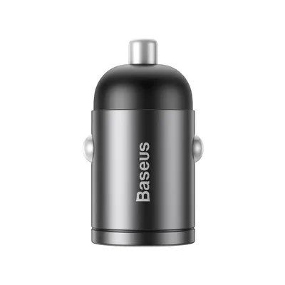 A close-up studio shot of a car charger.