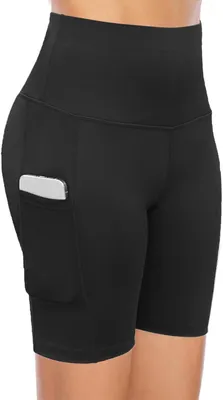 Produktbild von Damen Sportshorts zum Laufen mit hoher Taille Bequem Schwarz