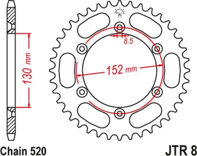 Produktbild von Jt Hinteres Ritzel 4500 51 Für Bmwg 450X '08-11 (450051Jt) (Kette 520)