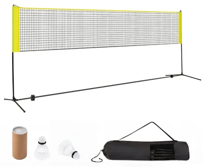 Produktbild von KOMFOTTEU Faltbares Badmintonnetz, Tennisnetz mit höhenverstellbare Höhe, Trainingsnetz mit 2 Badmintonbällen, Tragbares Sportnetz mit Tragetasche für Indoor & Outdoor