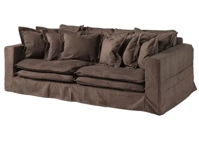 Image de MASSIVMOEBEL24 | Canapé 3 places en polyester gris taupe KINGSTON