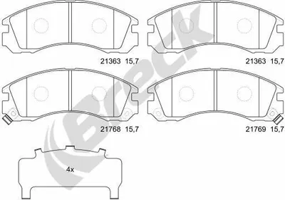 Produktbild von BRECK Bremsbeläge Satz Vorne Bremsklötze für MITSUBISHI OUTLANDER III (GGW, GFW, ZJ) 21363 00 701 10