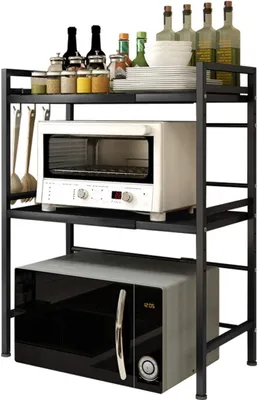 Produktbild von 2x Mikrowellenregal Einstellbar Küchenregal Küchenarbeitsplatten Organizer 40-64x36.5x78cm