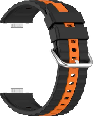 Immagine prodotto di INF Cinturino bicolore a righe verticali in silicone per Huawei Watch Fit 4/Fit 3 Nero Arancione