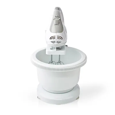 Produktbild von Nedis Handmixer - 200 W - 5 Geschindigkeitsstufen - Turbo Funktion - Schüssel drehen / 2 Knethaken / 2 Quirle - Grau / Weiss