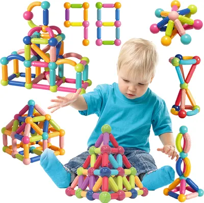 Produktbild von Spielbausteine GROßE MAGNETISCHE KONSTRUKTIONS- UND LERNBAUSTEINE STICKS XXL 98 TEILE