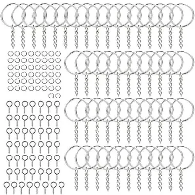 Productafbeelding van Sleutelhangers Met Ketting - Ringen Sets - Handgemaakte Projecten - Duurzaam Metaal - 150 Stuks - Zilverkleurig