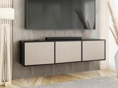 Produktbild von KierMoebel Tv Schrank EDI 3, Modern Lowboard Schwarz & Kaschmir 156,4x42x38,8 cm