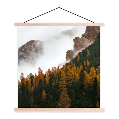 Produktbild von MuchoWow® Textilposter Kiefer - Herbst - Berg - Landschaft 120x120 cm mit holzfarbenen Rahmen - Textil-Poster