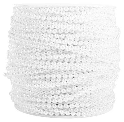 Perlenkette 50 m, Kunststoffperlen, DIY Hochzeitsdekoration, weiß