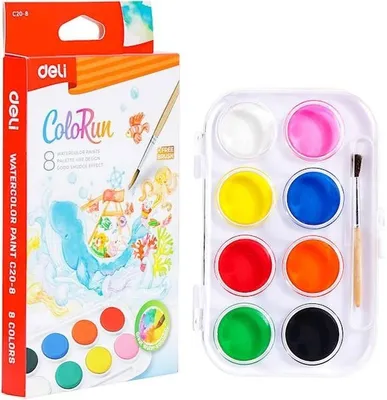 Produktbild von Aquarellfarben ColoRun, 8 Farben + Pinsel