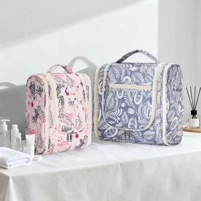 Produktbild von Reis Toilettas zum Aufhängen für Make-up und Kosmetik - Große Rosa Flamingo - Frauen Mädchen Kinder - Praktisch für Unterwegs