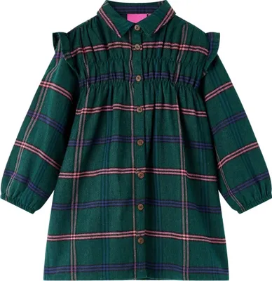 Produktbild von Kinderkleid mit Langen Ärmeln und Rüschen Dunkelgrün 116