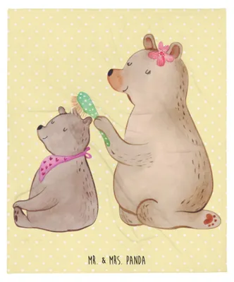 Produktbild von Mr. & Mrs. Panda Sofaüberwurf Bär Kind - Gelb Pastell - Geschenk, Kuscheldecke, Muttertag, Plaid, Mama, Tagesdecke, Winterdecke, Familie, Mutter, Wohndecke
