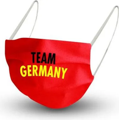 Produktbild von Design Maske in ROT aus Baumwolle mit em Innenvlies - TEAM GERMANY - 15793 + Gratiszugabe