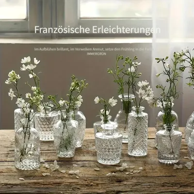 Image de 12 pièces de vase en verre ，Décoration de la maison vase de décoration ，Cadeaux et décoration de mariage，Fêtes de banquet, mariages de vacances, décoration de restaurant