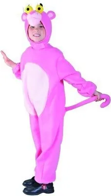 A child wearing a pink panther costume.