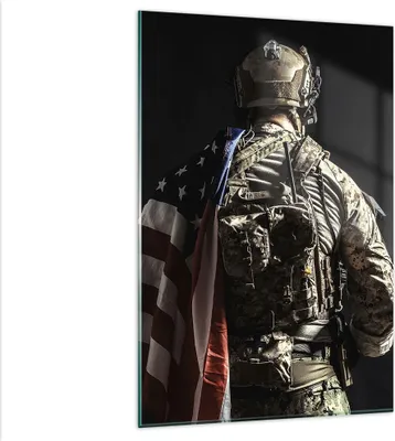 Produktbild von Bilder auf glas - Einteilig - Soldat Armee - 80x120cm - Glasbilder - Wandbilder - Bilder - zum Aufhängen bereit - Wanddekoration aus Glas - Glas Bilder - Wandbild auf Glas - GPA80x120-4064