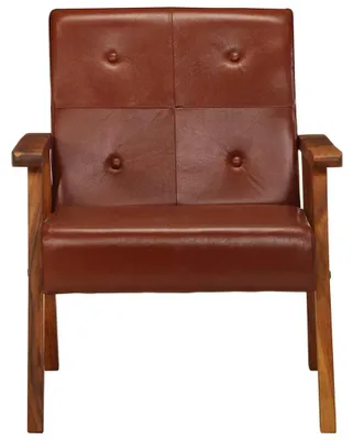 Image de vidaXL Fauteuil marron cuir véritable