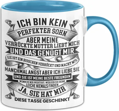 Produktbild von Ich Bin Kein Perfekter Sohn Tasse Geschenk von Mama Mutter Geschenkidee für Sohn Geburtstag (Blau)