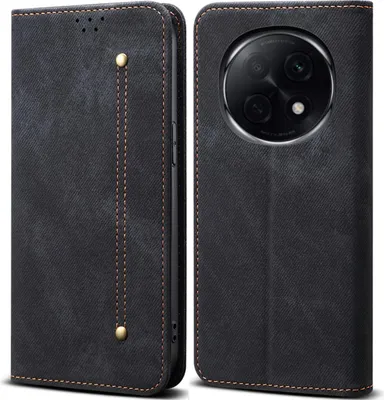 Image de Etui pour Oppo A5 Pro, Etui portefeuille en cuir avec fermeture magnétique et socle Noir