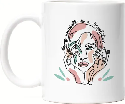 Produktbild von Loving Yourself Revolution Tasse Spruch Body Positivity Mental Health Frauentag Positives Denken