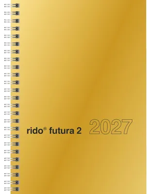 Produktbild von Buchkalender futura 2 A5 1 Woche/2 Seiten Glanzkarton-Einband gold 2027 Packung mit 3 Stück