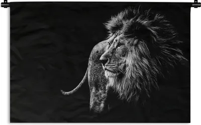 Produktbild von MuchoWow® Wandteppich Wandbehang Wilde Tiere - Schwarz und weiß - Porträt 120x80 cm Tapisserie Dekoration Wandtuch - Wanddekorationen - Wandtücher