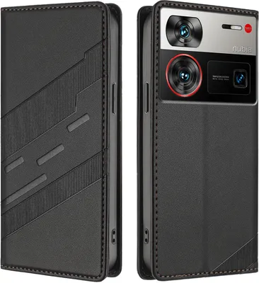 Image de Etui pour ZTE Nubia Z60 Ultra, étui portefeuille en cuirPolyuréthaneavec fente pour carte et fonction stand Schwarz