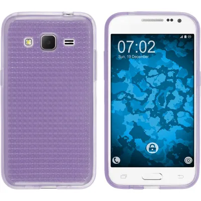 Produktbild von PhoneNatic Case kompatibel mit Samsung Galaxy Core Prime - lila Silikon Hülle Iced + 2 Schutzfolien