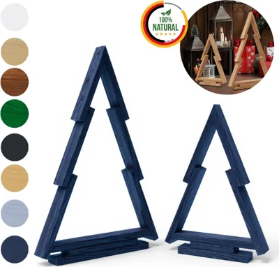 Immagine prodotto di Floranica Albero di Natale Antracite in Legno di Pino Set 2 Espositori Decorativi per Natale