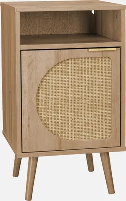Immagine prodotto di Comodino, decorazioni in legno e canne arrotondate, Marrone naturale