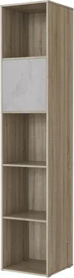 Produktbild von SMARTBett Standregal, Würfelregal  für Wohnzimmer, Kinderzimmer, Schlafzimmer und Büro |  Regal Eiche Sonoma + 1 Tür Beton