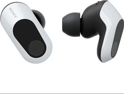 Two white and black Sony Inzone Buds wireless gaming earbuds are shown against a white background.