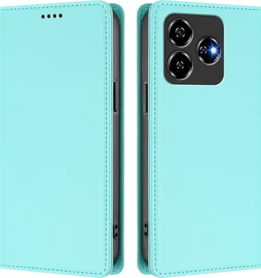 Image de Etui en cuir pour ZTE Axon 60/Blade V60/nubia V60, étui magnétique en cuirPolyuréthaneavec support Vert Menthe