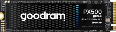 A close-up, studio shot of a GoodRam PX500 SSD drive.
