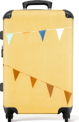 Produktbild von NoBoringSuitcases.com® Großer Koffer - Flaggen - Party - Gelb - Farbenfroh - Kombinationsschloss TSA - Hartschalen Trolley 4 Rollen - 72 liter - Reisekoffer - 66 cmKoffer Mittelgroß 67x43x25 cm, 72L,
