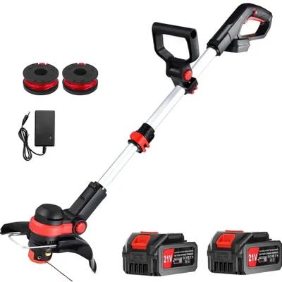 Produktbild von Akku-Rasentrimmer 21V mit 2 Batterie,Freischneider,Motorsense,mit Akku und Ladegerät,mit 2x Spule,Teleskop-Stiel & Zusatzhandgriff