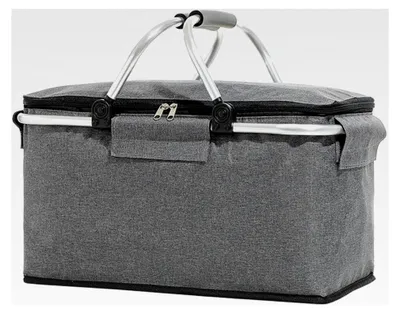 Produktbild von Faltbarer Einkaufskorb mit Kühlfunktion, Thermo-Picknickkorb, Tragekorb, für Picknick, Reisen, Einkaufen, 18L (Grau)