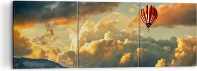 Produktbild von Bild auf Leinwand - Leinwandbild - Wolken Ballon Flug - 120x40cm - Wand Bild - Wanddeko - Leinwanddruck - Bilder - Kunstdruck - Wanddekoration - Leinwand bilder - Wandkunst - CA120x40-3791