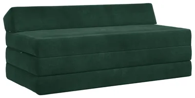 Image de Canapé-lit pliant vidaXL, vert foncé, 120 x 60 x 49 cm, tissu