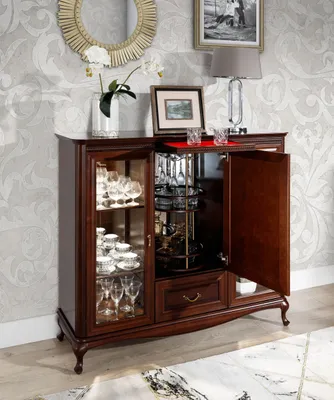 Immagine prodotto di Mobile bar della casa Credenza con bottigliera girevole Vetrina in legno