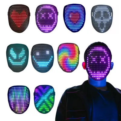 LED-Maske mit Gestenerkennung, 50 Bilder, wiederaufladbar, für Halloween