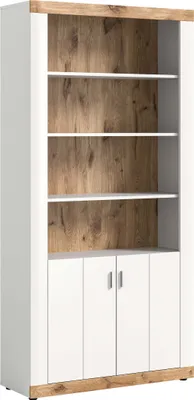 Produktbild von Stauraumregal Laredo - Weiß Matt / Nox Oak mit Unterbauspots
