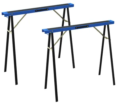 Immagine prodotto di Set composto da 2 supporti pieghevoli per sega in metallo | Colore: blu e nero | Dimensioni: 36,5 x 99,5 x 78,5 cm