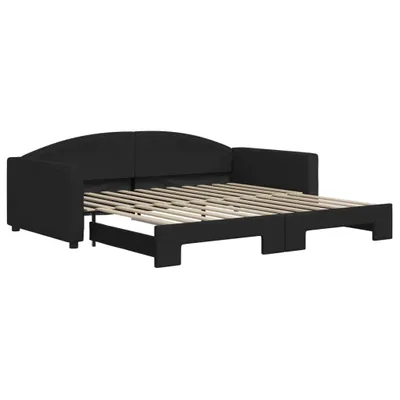 Image de vidaXL Lit de jour extensible Noir 100x200 cm Tissu