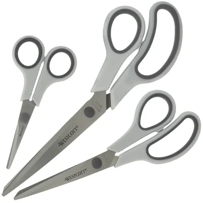 Produktbild von Easy Grip Scheren 3 Stück Grau | Universalscheren mit Komfort-Griff